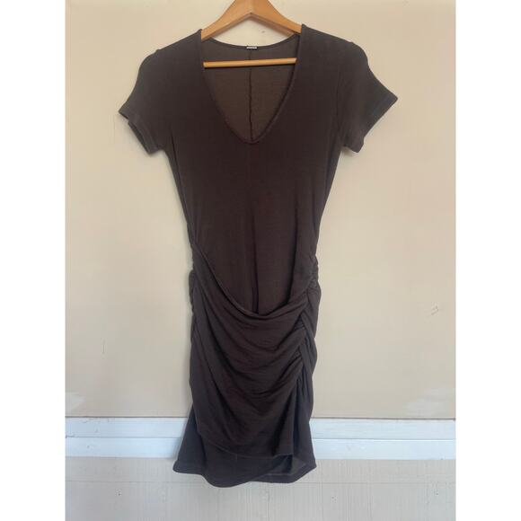 MONROW (Revolve) Super Soft Wrap Front Dress XS CASUAL COMY MINIMALIST - Picture 3 of 8